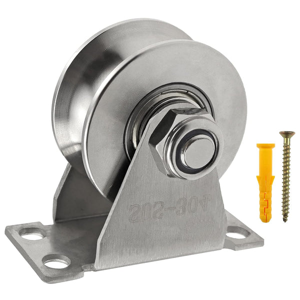 Groove Wheel Pulley, Stainless Steel Super Silent Single Pulley Block for DIY Gym Equipment (1 Pack)