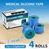 1" 5.46 4 Ceeport Soft Silicone Tape for Skin, x Yards, Rolls Medical Adhesive Tape, Easy to Tear Pre-Cut Waterproof