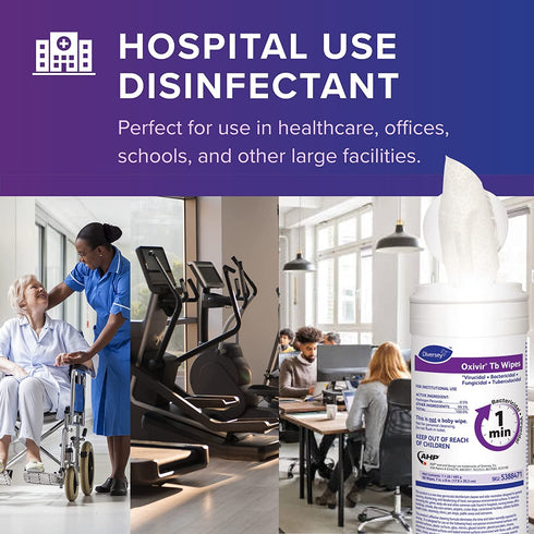 5388471 7x8-Inch 60-Wipes, 1-Slim Oxivir Diversey Tb Ready-to-Use Disinfectant Cleaning Wipes, Accelerated Hydrogen
