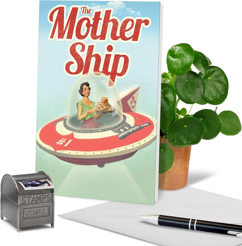 NobleWorks Happy Mother's Day Card, Funny Greeting Notecard for Mom, Stepmom, with Envelope