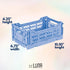 Collapsible Storage Box, Foldable Crate Organizer Bin with Handle, Stackable for Home Organization (Navy-Blue-Gray)