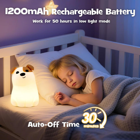 3 Squishy Puppy Night Light with RGB Mode Brightness Adjustable Nursery Breastfeeding Nightlight Cute Novelty Smile Dog