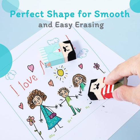 Mabor 4Pcs Cute Salaryman Erasers, Fun Bald Uncle Desk Novelty Erasers for Kids, Students, Office Supplies