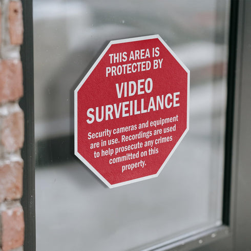 This Area Is Protected by Video Surveillance Security Cameras and Equipment Are in Use, 10 inch X 10 inch Vinyl Label