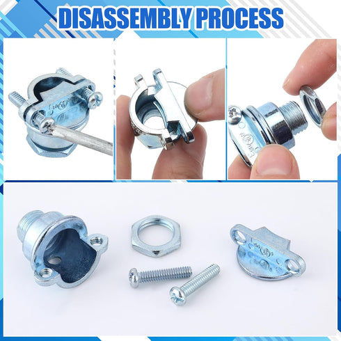 Nm Clamp Type Cable Connectors, 1/4 Inch Metal Electrical Box Wire Clamps for Metallic Conduit, Zinc Alloy (10 Pcs)
