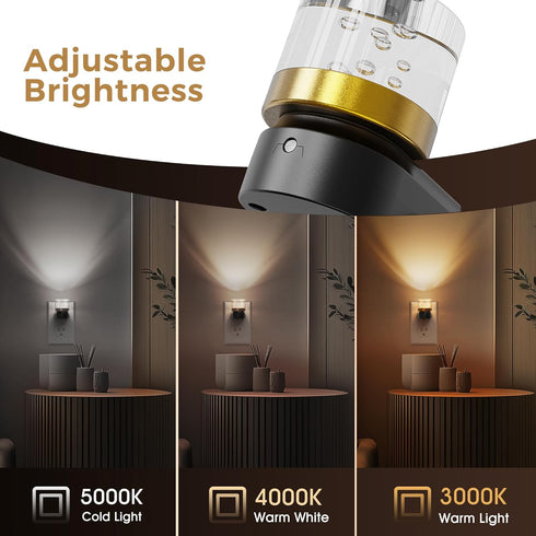 3000K/4000k/5000K L LOHAS LED Night Lights Plug into Wall, Adjustable Color Temperature Bubble Night Light, Dusk
