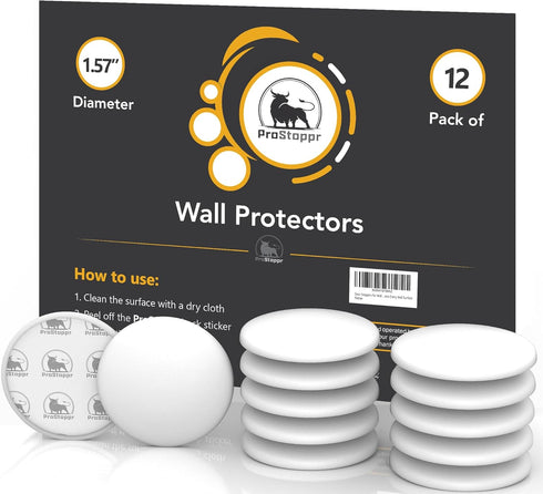 White Door Stoppers - Large 1.57" (12 PCS) - Shock Absorbent Silicone Wall Protectors for Door Knobs