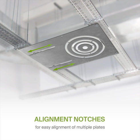 13 Inch Asymmetric 3/4/6 Inch 6 Pack ASD New Construction Mounting Plate with Round Hole - Flat Steel Rough in Wafer