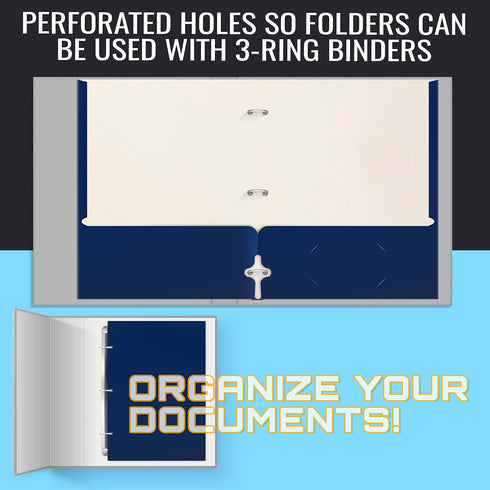 Better Office Products Two Pocket Portfolio Folders, 50-Pack, Blue, Letter Size Paper Folders