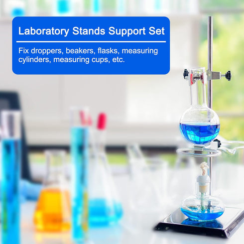 PATIKIL Lab Stand Set - 16 Inch Stand & Clamp Set with Flask Clamp & 2 Retort Rings for Chemistry Laboratory