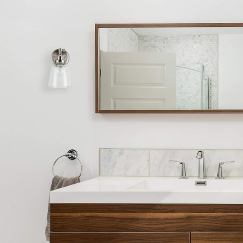 Bulb Linea di Liara Fiorentino Brushed Nickel Wall Sconce Lighting Fixture Farmhouse Bathroom Wall Sconce Bedroom Wall