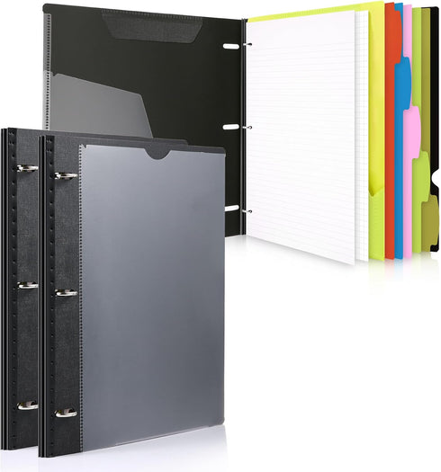 WOT All-in-one Telescoping Binder Notebook 2PCS, Refillable 3 Ring Binder with Customized Cover, 60 Sheets, Black