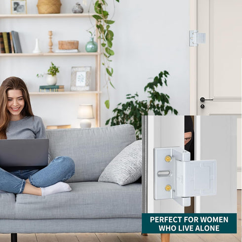 JIADAXIN 2 Pack Door Latches for Top of Door, Silver Door Reinforcement Lock for Home and Hotel, Security