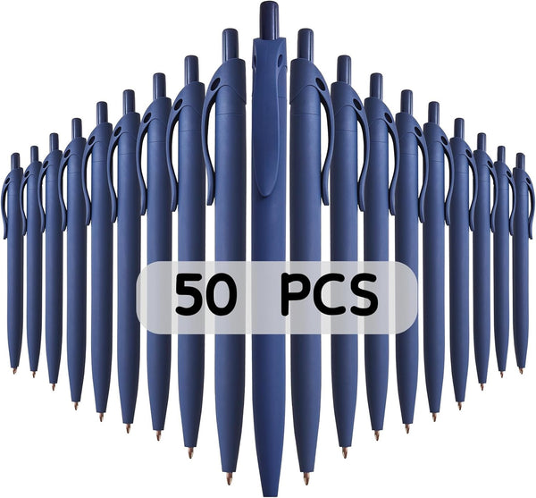 BallPoint Pens, 50 Pack (BLACK Ink), Bulk Pens with Navy Blue Barrel, Retractable Medium Point for Office Home