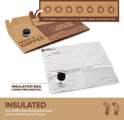 (5 Pack) 96 oz Stock Your Home Disposable Coffee Box Dispensers, Insulated Hot Cold Bulk Beverage Server Carafe, Coffee