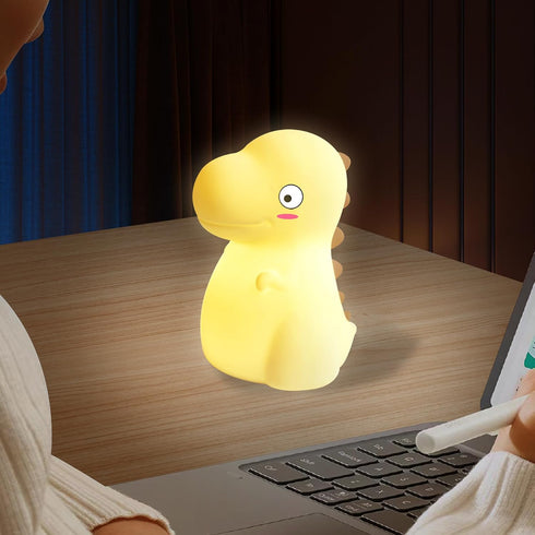 7 Dinosaur Night Light for Kids, Cute Silicone Night Light, Adjustable Color Breathing Dinosaur Lamp, Rechargeable USB