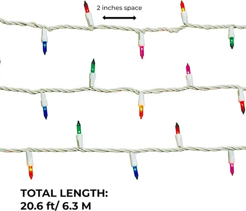 100 Count Multicolor Incandescent Christmas Lights White Wire String Light Indoor Outdoor Tree Garland Holiday Wedding