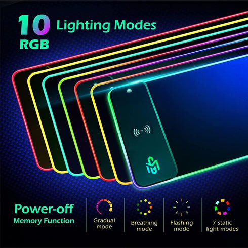 GIM Wireless Charging RGB Gaming Mouse Pad, 15W, LED Mouse Mat 800x300x4MM, Extra Large Non-Slip Rubber Base