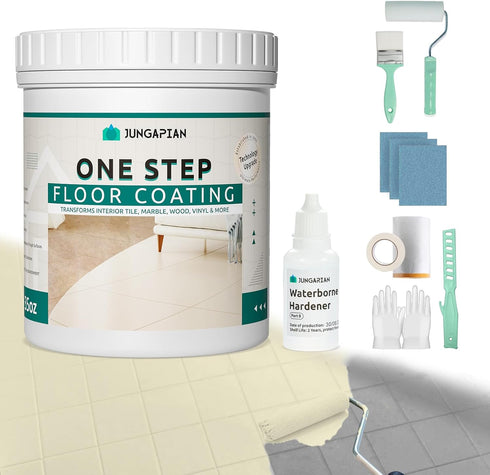 All-In-One Interior Floor Coating Kit, Water-based & Low Odor One-Step Floor Paint,