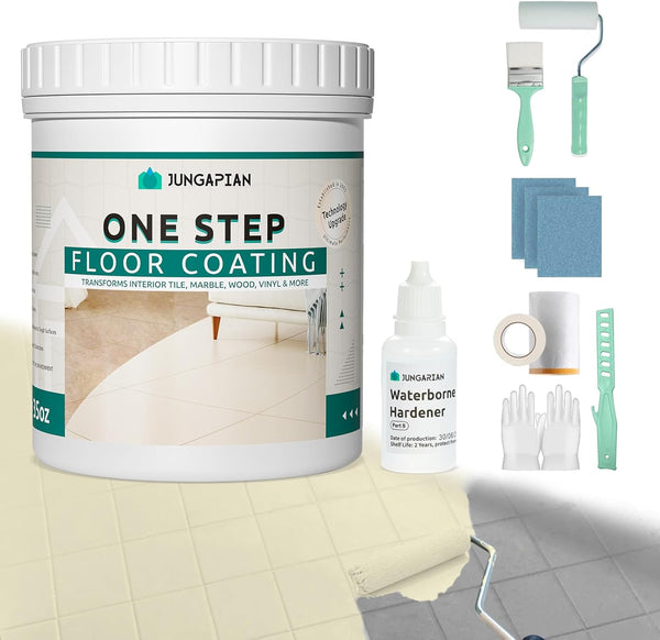 All-In-One Interior Floor Coating Kit, Water-based & Low Odor One-Step Floor Paint,