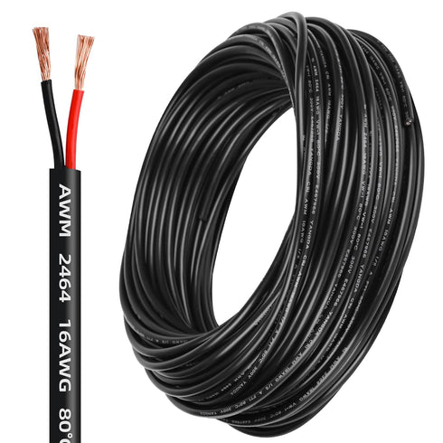 Lesnlok 16 Gauge Electrical Wire 2 Conductor, 16 AWG Stranded PVC Oxygen-Free Copper