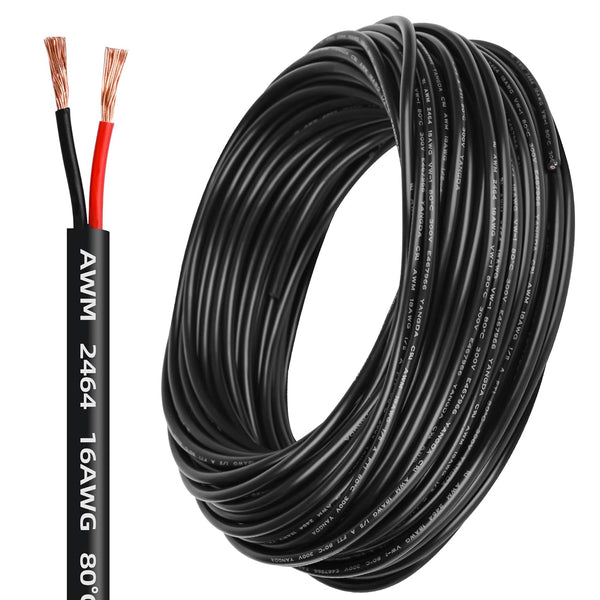 Lesnlok 16 Gauge Electrical Wire 2 Conductor, 16 AWG Stranded PVC Oxygen-Free Copper
