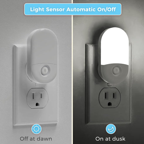 4 Pack 0.6W 5000K, 30/60lm L LOHAS LED Night Light Plug in, LED Night Light for Kids, Auto Dusk to Dawn Sensor Bright