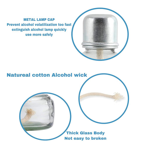 Alcohol Burner Lamp, Glass Bunsen Burners Lab Equipment Heating with Metal Cap for Jewelry Soldering