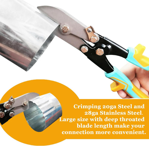 5 Blade Hand Crimper for Sheet Metal - Ductwork, HVAC, and Downspout Crimping Tool for 20ga Steel and 28ga Stainless