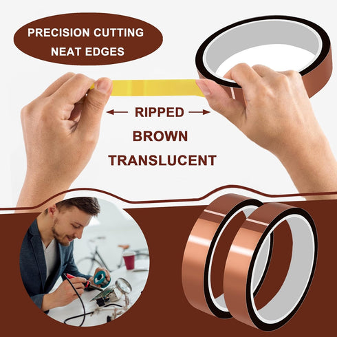 MS WGO High Temperature Heat Tape - 10mm X 33m, 4 Roll Heat Resistant Tape for Sublimation, No Residue, Yellow