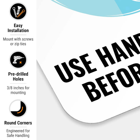 12x18 Inches, .063 Notice Use Hand Sanitizer Before Entering Sign, Rust Free Aluminum, Fade Resistant, Made in USA by