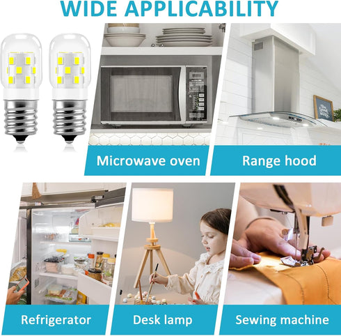 E17 LED Bulb, Microwave Oven Appliance Light Bulb, 3W (40W Equivalent), 380LM, 6000K Daylight White, 2 Packs