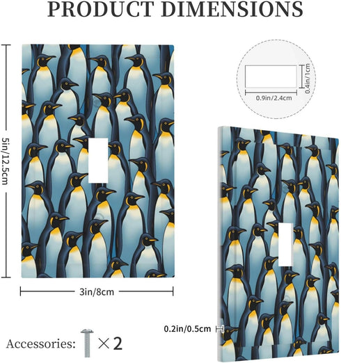 haigof 1 3 5 Inch Antarctic Penguins Light Switch Cover Wall Plate Gang Single Plates Print Faceplate Home Decor X