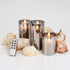 WYZworks Silver Gray Metallic LED Tinted Glass Mirrored Flameless Pillar Candles, Set of 3 with Remote Control