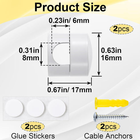 CustomyLife 2pcs 2-in-1 Cable Anchors for Desk, Adhesive Metal Cord Organizers, Adjustable Cord Clips Charger Cable