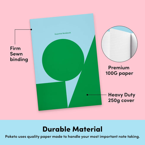 POKETO Lined Notebook Journal - 140 Page College Ruled Notebook, 100 GSM Thick Paper, Softcover - 8.25” x 5.75” - Mountain by POKETO