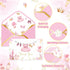 50Pcs BeYumi Princess Baby Shower Thank You Cards with Envelopes Sticker Pink Dress Blank Note Card Greeting Card Bulk