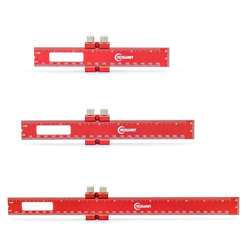 Woodworking Ruler - Precision Pocket Rulers, VICHSAMWY Scribing Ruler 12, 8, 6 Inch Metal Slide Stop Marking Ruler