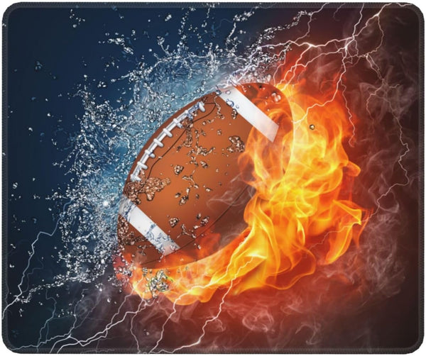 Sports Mouse Pad with Football Design - Cool 12"x10" Mouse Mat for Kids, Teens, Non-Slip Rubber & Stitched Edges for