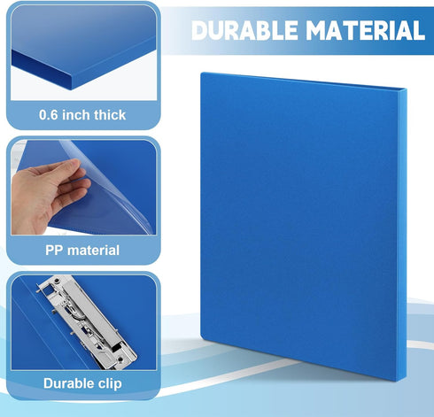 Teling 8 Pack Punchless Clamp Binder Folder, Ringless Binder with Metal Clip, Poly Covers, Blue Swing Clamp for