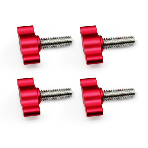 Xadnitu 1/4"-20 x 1" Thread Thumb Screw, Stainless Steel Standard/Coarse Thread with Red Aluminum Knob, 4 Packs