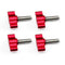 Xadnitu 1/4"-20 x 1" Thread Thumb Screw, Stainless Steel Standard/Coarse Thread with Red Aluminum Knob, 4 Packs