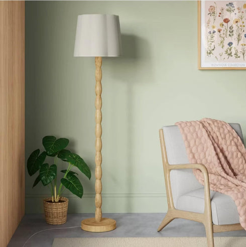 Generic 61.5" 3-Way 150W E26 6-Foot Floor Lamp with Curved Shade, H Traditional Standing Lamp, Rotary Switch, Max