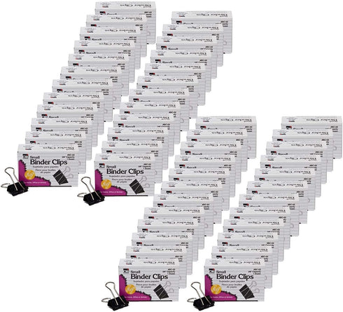 Charles Leonard Small Binder Clips, 3/8" Capacity, Black, 12 Per Box, 48 Boxes