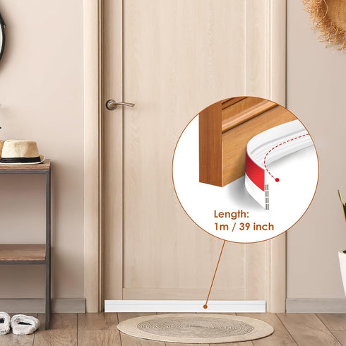 YOUSHARES White Door Seal Draught Excluder, 2" Width x 39" Length Weather Stripping for Soundproofing and Warmth