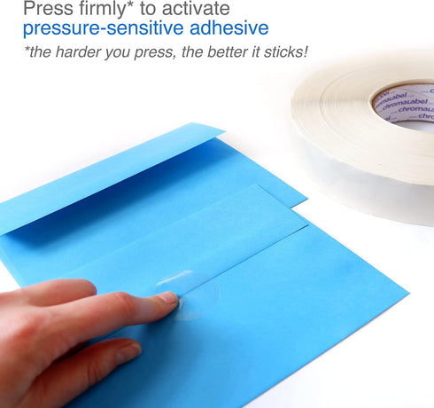 ChromaLabel 1.50 Inch Round Stickers - 1000 Envelope Seals per Roll, Non Perforated Clear Labels