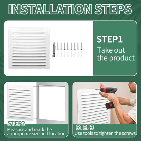 TIHCXNY 1 Pack 12" 12"Inch) (White x Gable Vents, Aluminum Walls, Lofts, Garages etc with Screened Metal Shed Vents