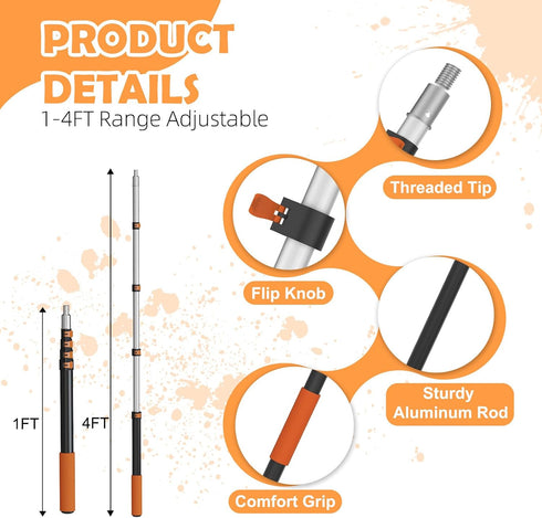 27 9"4" 1-4FT LAANPOLE Paint Roller Kit, Piece Paint Supplies, Paint Rollers, Extension Pole, Paint Brushes for Walls