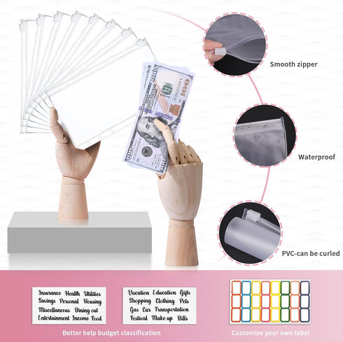 Onlyesh Budget Binder, 28Pcs Cash Envelopes for Budgeting, Marble 6-Ring Money Saving Binder (Pink)
