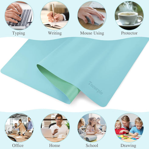 Dual Sided Multifunctional Desk Pad - Tocorpie PU Leather Desk Mat Protector for Laptop Keyboard and Mouse Waterproof